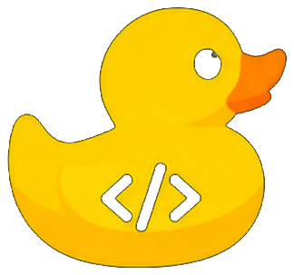 rubduckdev logo: rubber duck with a code symbol
